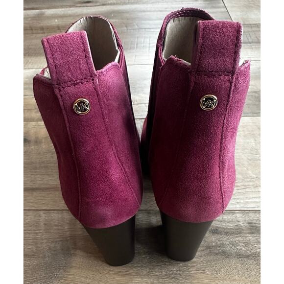 Michael Kors Evaline Suede Heeled Bootie Burgundy 8 - Picture 3 of 6